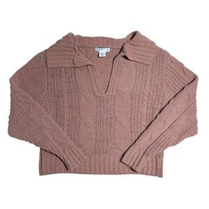 Sincerely Jules Warm Brown Knit Cropped Sweater Womens S